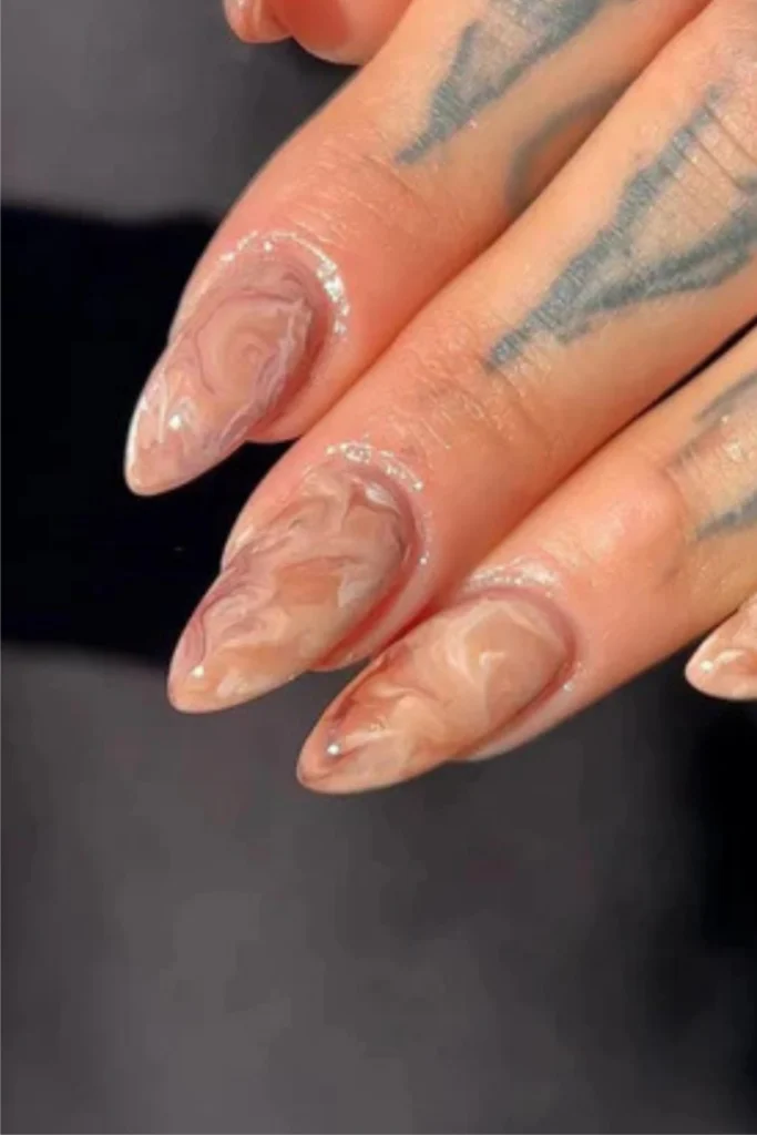 Fall nails Marble-Effect Nails