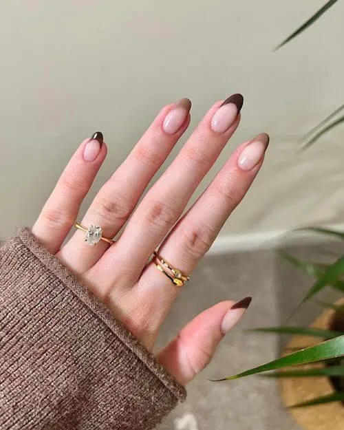 Fall nails ideas Chocolate-Tipped French Manicure