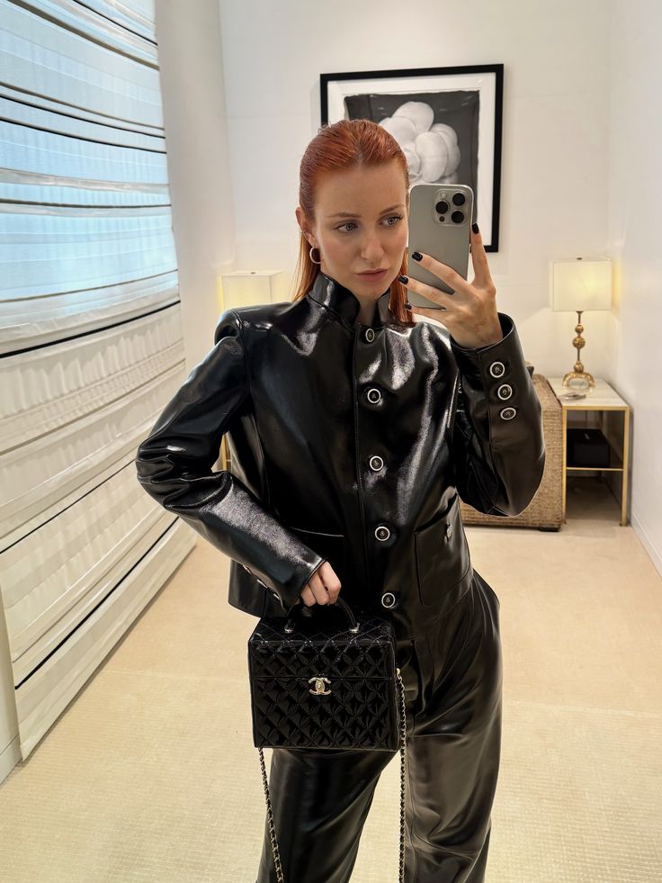 leather glossy jacket women